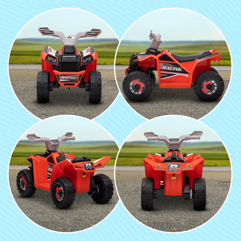 Aosom 6V Electric Toy Car with Forward Backward, Wear-Resistant Wheels for Ages 18-36 Months, Red