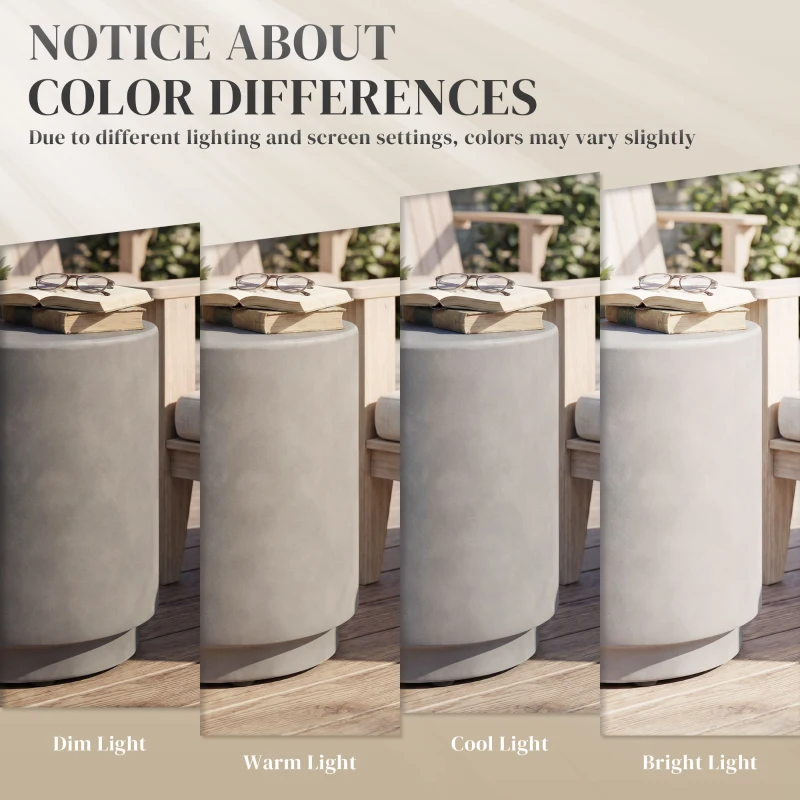 HOMCOM Lightweight Accent Table with Concrete Finish Round Side Table, Light Gray