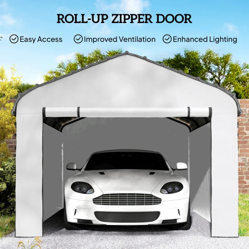 Outsunny Carport Replacement Sidewall Panel for 10' x 15' Carports, UPF50+ Waterproof Replacement Side Wall Cover, White