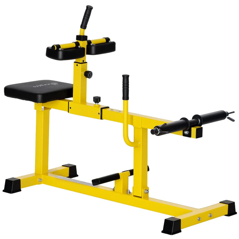 Soozier Adjustable Steel Seated Calf Raise Exercise Strength Training Gym Equipment, Yellow