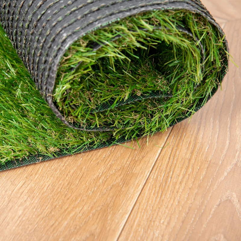 Outsunny 10' x 3' Artificial Turf Grass with Simulated Look & Feel UV Protection, & Drain Holes for Rain, 1.25" Height