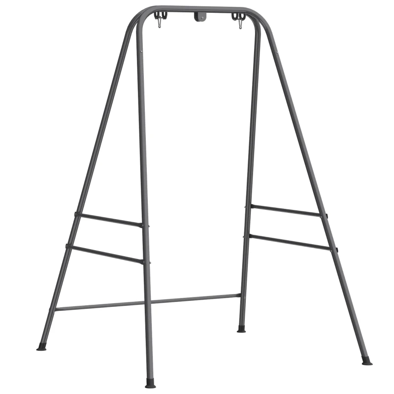 Outsunny Hammock Chair Stand  Indoor and Outdoor Use with Anti-Slip Foot Pads, 2 Carabiners, Gray