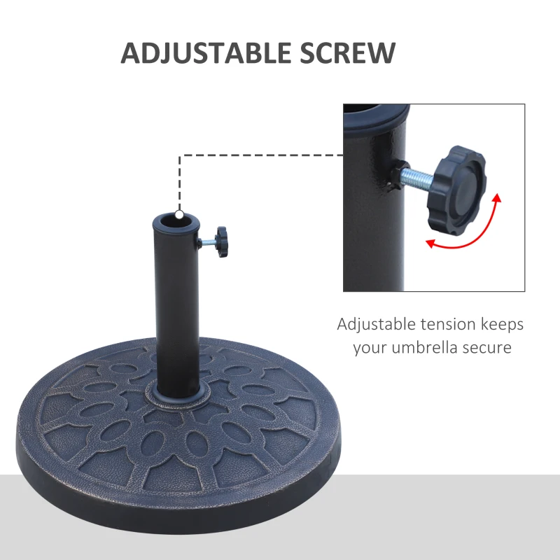Outsunny Resin Round Patio Umbrella Stand Base Coated Pole Market Garden Umbrella Holder Parasol Holder Bronze