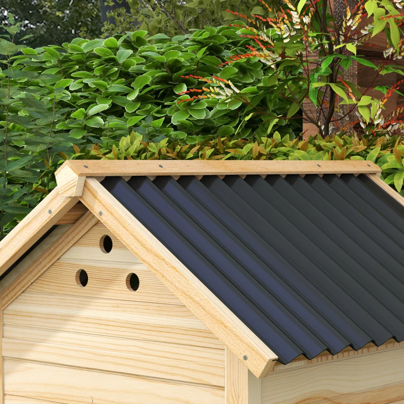 PawHut Duck Coop, Wooden Duck House with Openable Roof & Double Doors, Natural Wood