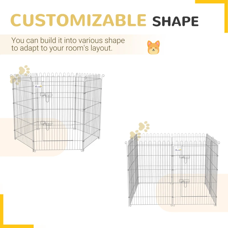 PawHut 36inch 8-Panel Dog Playpen Octagon Pet Exercise Playpen Crate Foldable Dog Cage Pen Puppy Kennel, Black