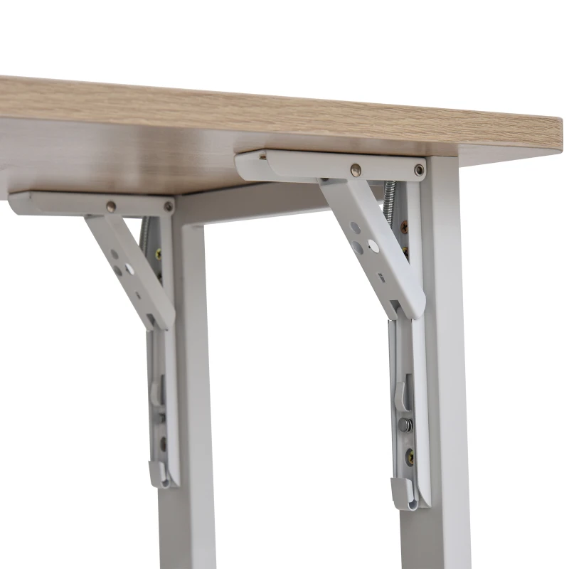 HOMCOM 2 In 1 Folding Table, Drop Leaf Table, Space Saving Dining Table with 4-Tier Shelf for Small Spaces, Oak