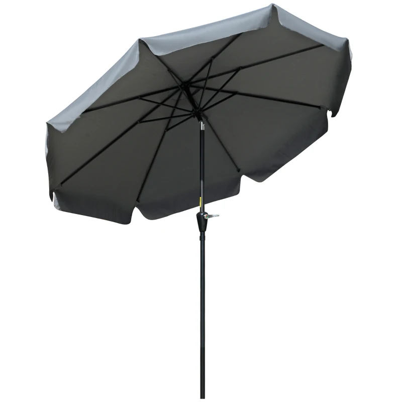 Outsunny 8.5 ft Outdoor Market Table Umbrella, Round Patio Umbrella with Tilt and Crank for Garden, Backyard, Deck, Dark Grey