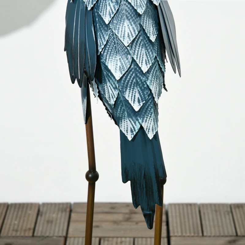 Outsunny Crane Garden Statues, 28.5" & 29" Standing Bird Sculptures, Metal Yard Art Decor, Landscape Decoration Set of 2, Blue