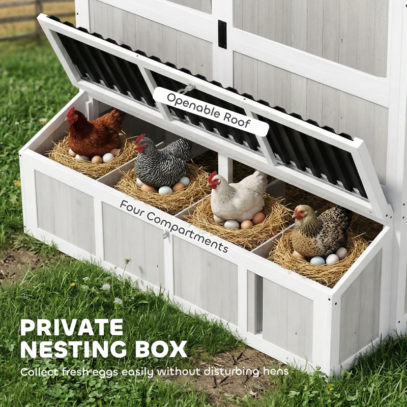 PawHut Large Chicken Coop for 10-15 Hens, Walk-in Outdoor Chicken House with Run, Nesting Box, Waterproof Roof, Perches