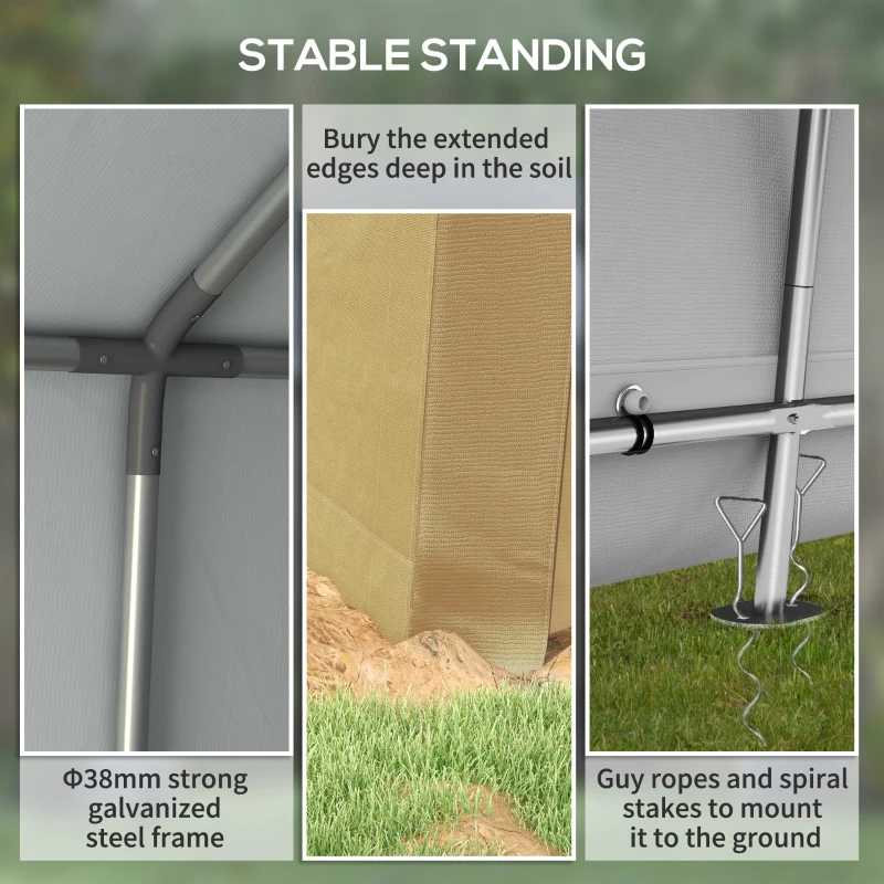Outsunny Galvanized 7' x 12' Outdoor Storage Tent, Heavy Duty and Waterproof Portable Shed for Bike, Motorcycle, Tools, Beige