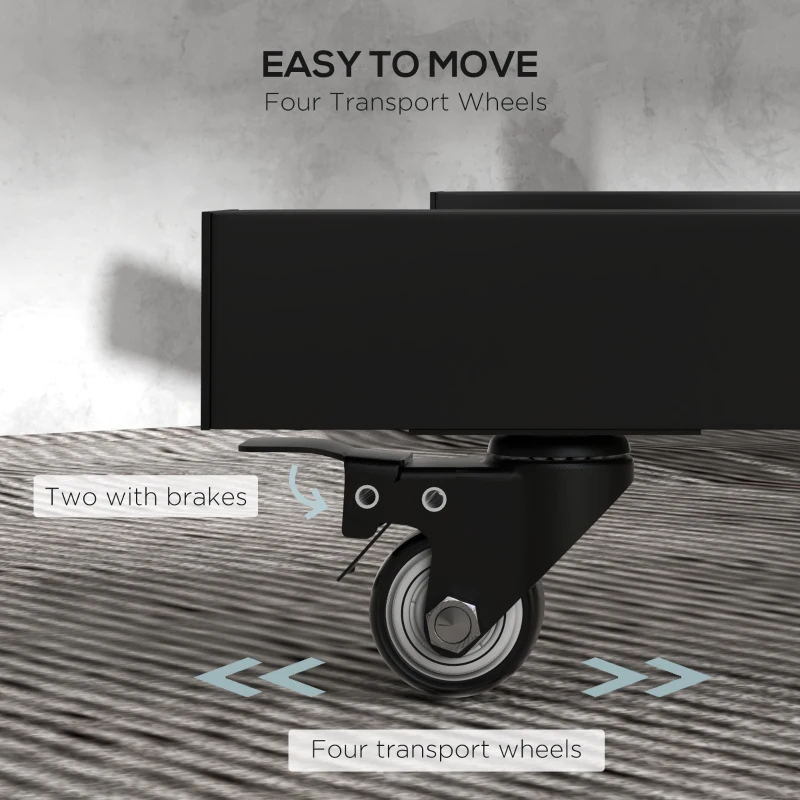 Soozier 2 Inch Weight Plate Rack, Plate Rack Holder For Olympic Weight Plates and Bars, with 4 Transport Wheels and 6 Fasten Clamps, 440 lbs. Capacity, Black