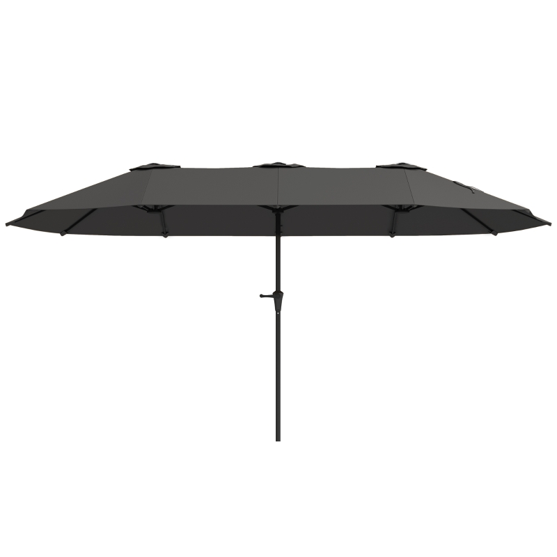Outsunny 13ft Double-Sided Patio Umbrella with Crank Handle, for Poolside, Deck, Garden,  Dark Grey