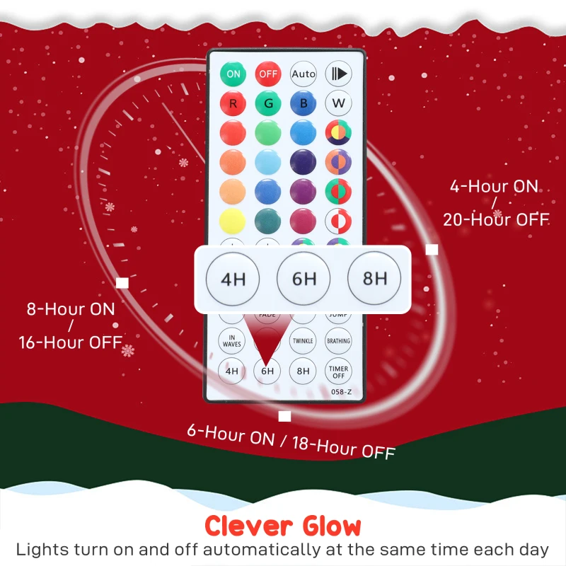 Outsunny 48 Inch Lighted Wreath Decoration with Dual Color LED, Christmas Wreath with Daily Timer, Remote for Indoor Outdoor