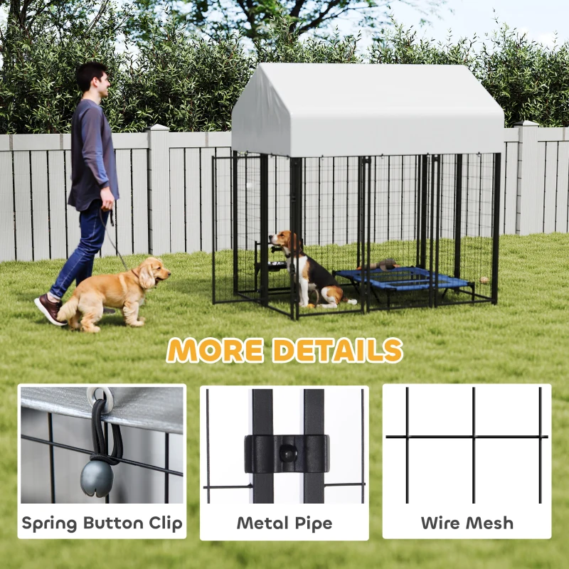 PawHut Outdoor Dog Kennel with Roof, 6' x 4' x 6' Heavy Duty Welded Wire Dog Playpen Enclosure with Escape-proof Lock