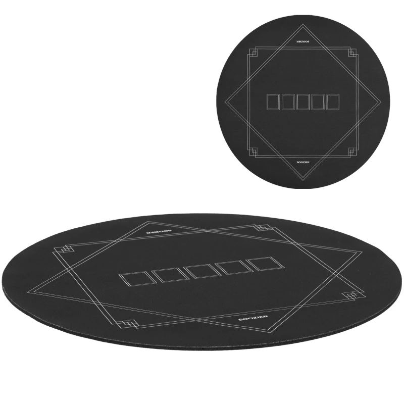 Soozier Poker Mat Texas Hold'em Poker Table Top with Non-Slip Bottom Black