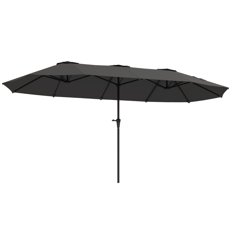 Outsunny 13ft Double-Sided Patio Umbrella with Crank Handle, for Poolside, Deck, Garden,  Dark Grey