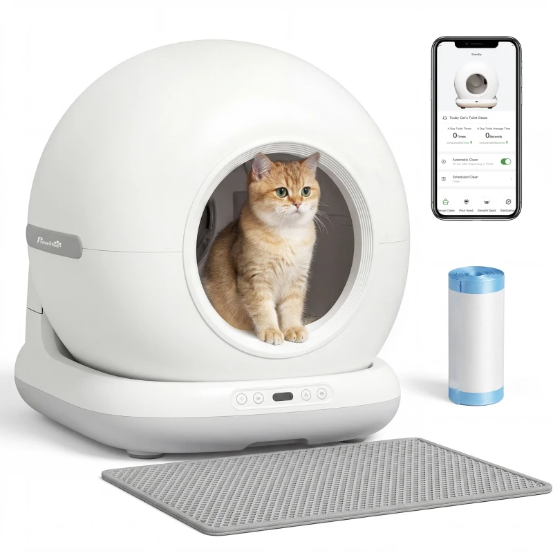 PawHut 72L Automatic Litter Box, Self Cleaning Litter Box, App Control, Odor & Noise Control, Safety Sensors, Deodorant Gel