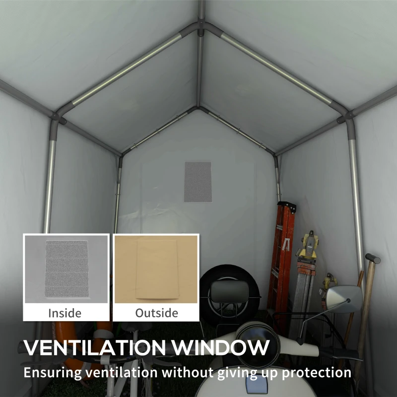 Outsunny Galvanized 7' x 12' Outdoor Storage Tent, Heavy Duty and Waterproof Portable Shed for Bike, Motorcycle, Tools, Beige