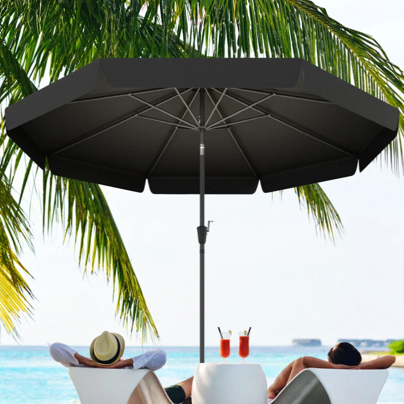 Outsunny 8.5 ft Outdoor Market Table Umbrella, Round Patio Umbrella with Tilt and Crank for Garden, Backyard, Deck, Black