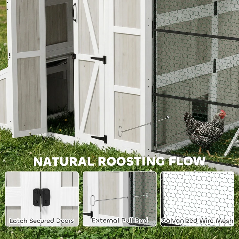 PawHut Large Chicken Coop for 10-15 Hens, Walk-in Outdoor Chicken House with Run, Nesting Box, Waterproof Roof, Perches