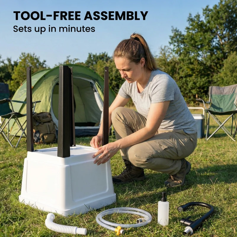 Outsunny Portable 23-Gallon Utility Sink Laundry Tub for Washing Room, Freestanding Laundry Sink with Soap Dispenser, White