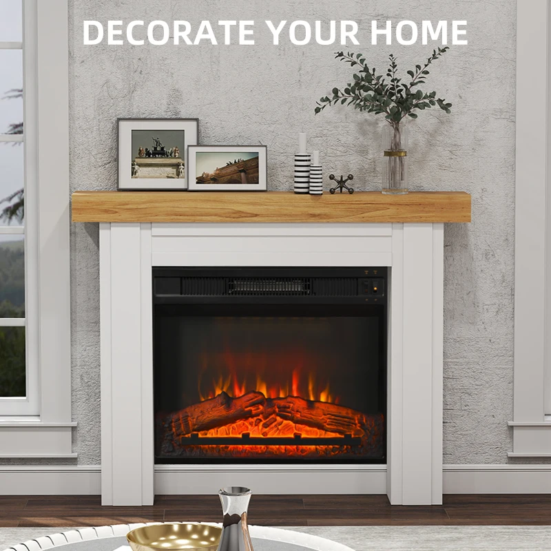 HOMCOM Modern Fireplace Mantel, Freestanding Fireplace Surround with Leg for Electric Fireplaces, 51.2" W x 40.6" H, Natural Wood