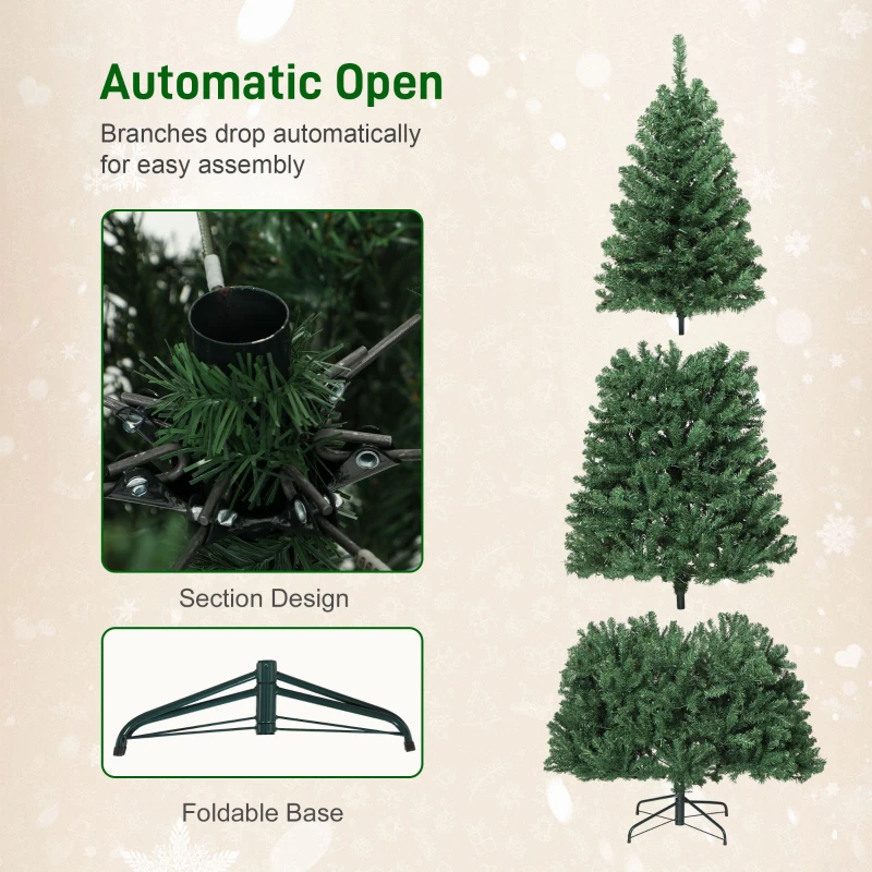 HOMCOM 7.5ft Prelit Christmas Tree with RGB Dynamic LEDs, Remote Control, Daily Timer, Hinged Xmas Tree, Easy Assembly