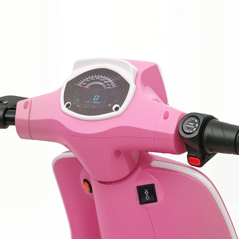 Qaba 24V Kids Motorcycle with 3-Speed, Electric Motorcycle with Rear Suspension and LED Lights for 8-12 Years Old, Pink