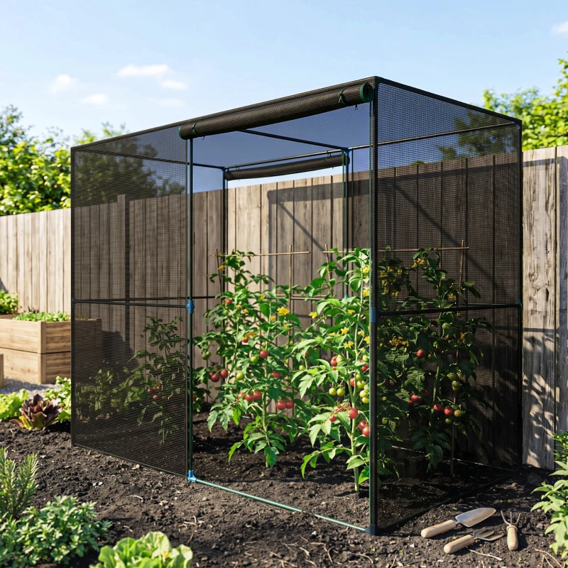 Outsunny 8' x 4' x 6' Crop Cage, Plant Protection Tent with Zippered Doors for Vegetable Garden, Backyard, Black