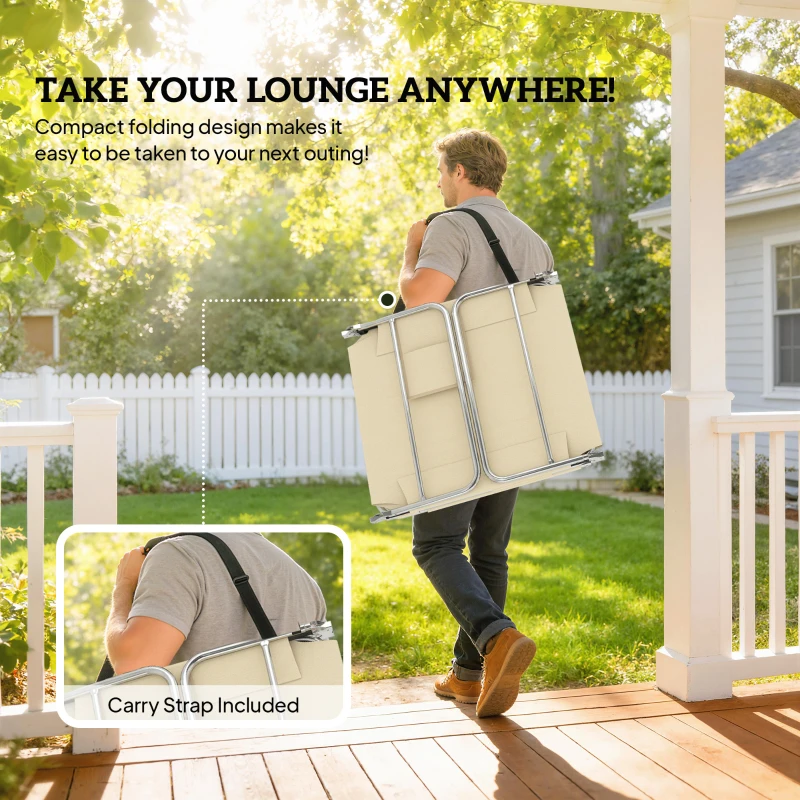 Outsunny 2 Tanning Chairs with Face Hole, 5-Level Adjustable Outdoor Chaise Lounge Chair with Pillow for Beach, Pool, Beige