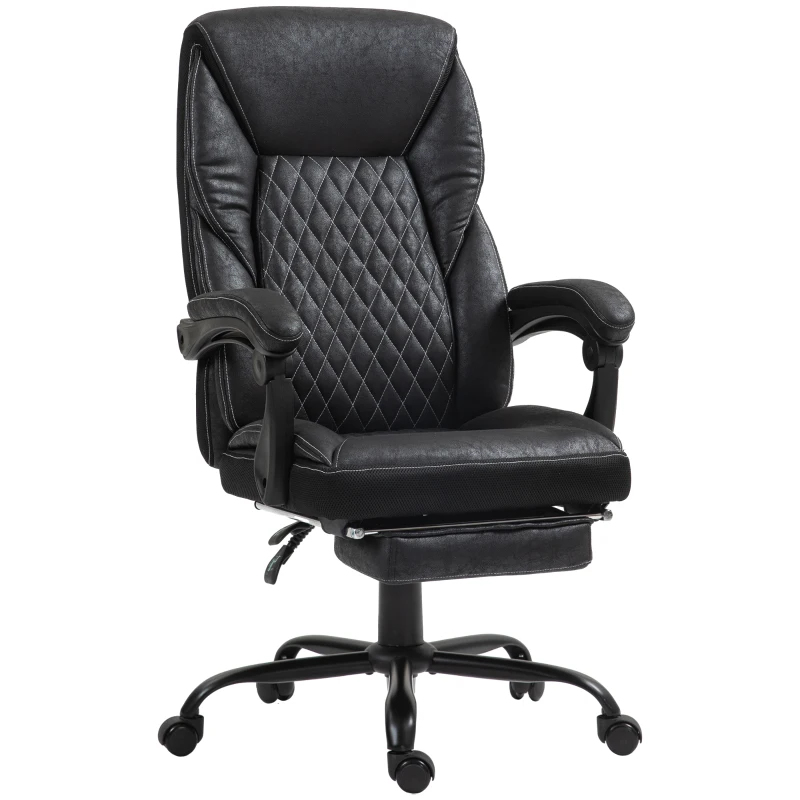 HOMCOM Executive Office Chair with footrest, High Back Desk Chair, Reclining Swivel Chair, Black