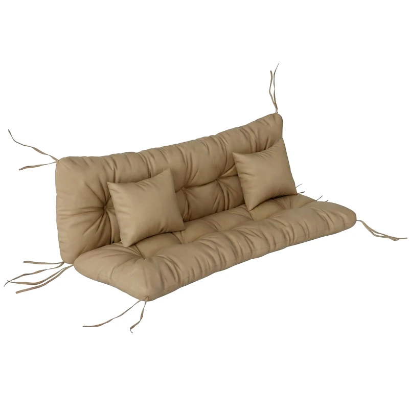 Outsunny 4-Piece Back and Seat Cushion Pillows Replacement and Pillows, Patio Chair Cushions Set with Ties, khaki