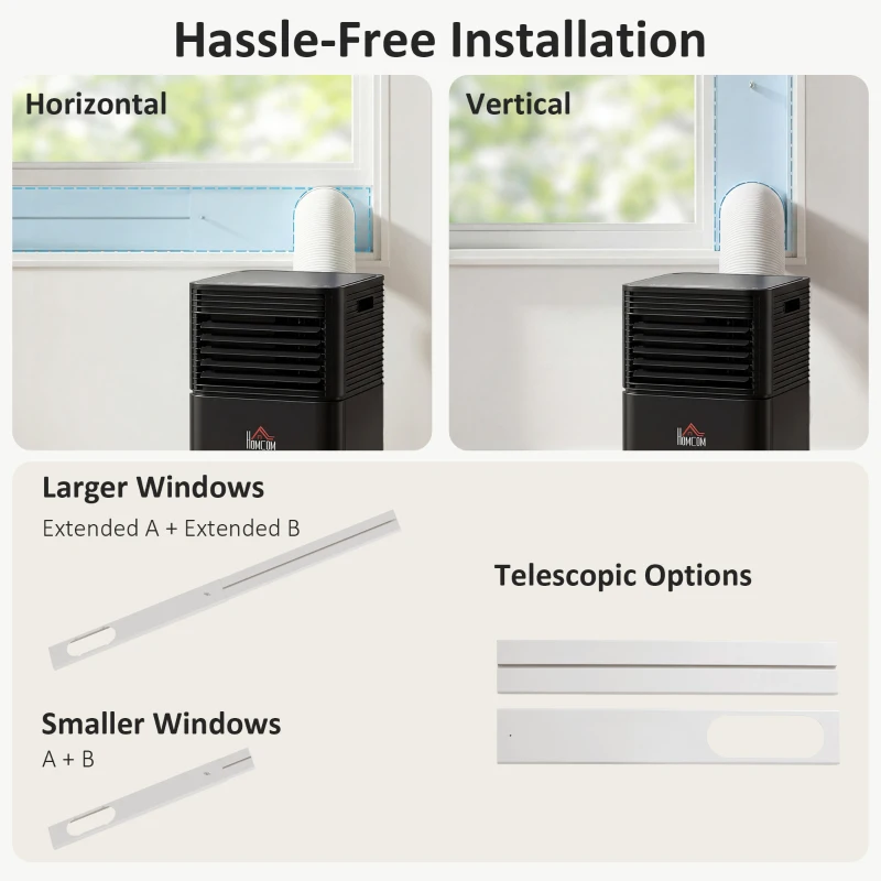 HOMCOM 8000 BTU Portable Air Conditioner with Dehumidifier, Cooling Fan, Sleep, Remote, 24H Timer, Auto Off, Black