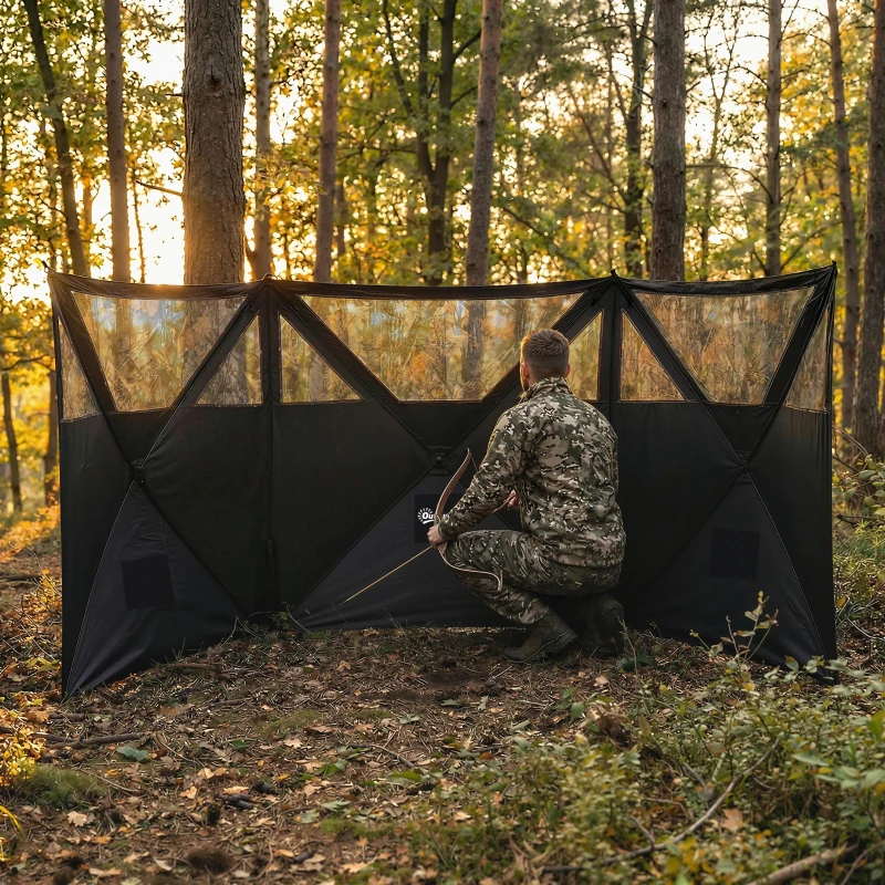 Outsunny Camping Hunting Blind, 3-Panel Blind See Through for Hunting Camping 176" x 58.3" Camouflage