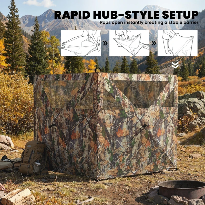 Outsunny Camping Hunting Blind, 3-Panel Blind See Through for Hunting Camping 176" x 58.3" Camouflage