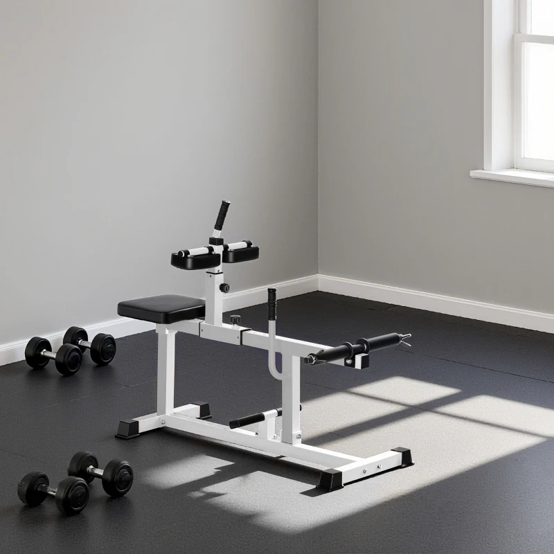 Soozier Adjustable Steel Seated Calf Raise Exercise Strength Training Gym Equipment, White