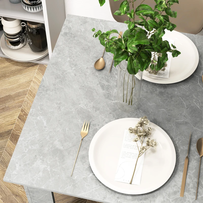 HOMCOM Square Dining Table, Modern Dining Room Table with Faux Cement Effect, Space Saving Small Kitchen Table, Cement Grey