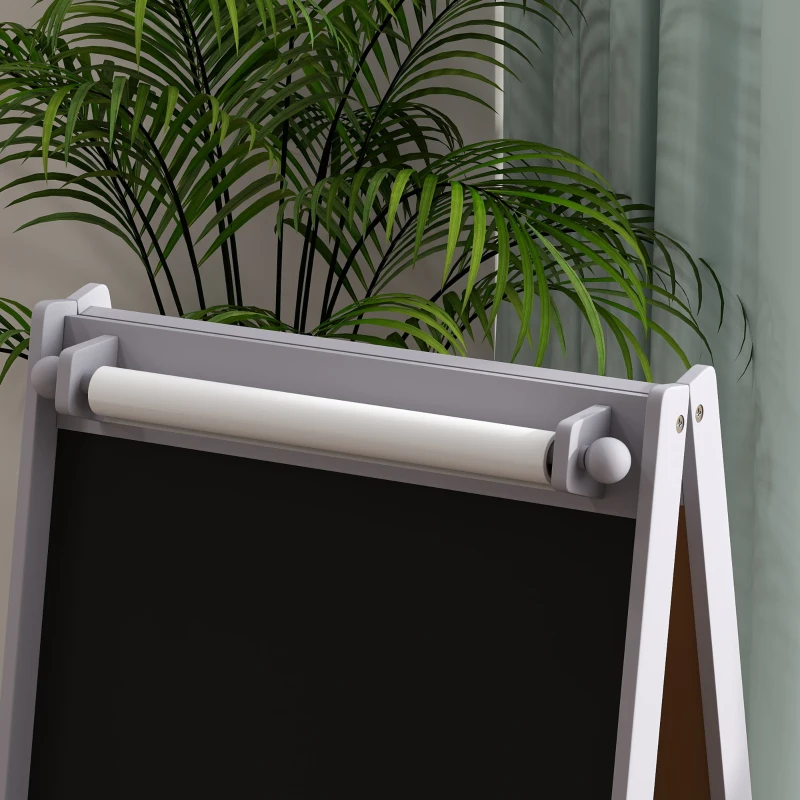 Qaba Art Easel for Kids with Paper Roll, Blackboard, Whiteboard, Storage