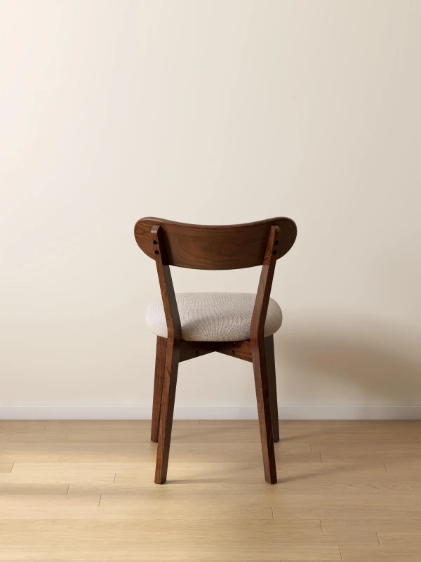Set of 2 Solid Dining Chairs with Upholstered Removable Seat Cover, Ergonomic Stool for Living Areas, 18.5″ L x 22″ W x 30.5″ H, Walnut Brown