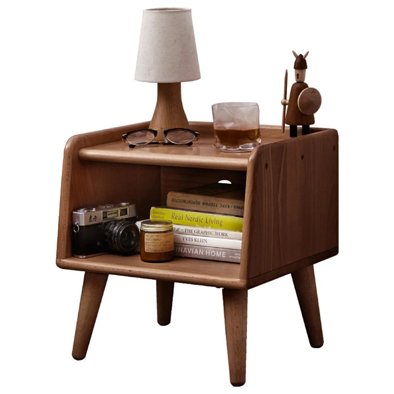 Durable European Beech Nightstand with Hardwax Oil Finish, Compact Storage Cabinet with Raised Edges, 13.5″ L x 15.5″ W x 15.5″ H, Natural