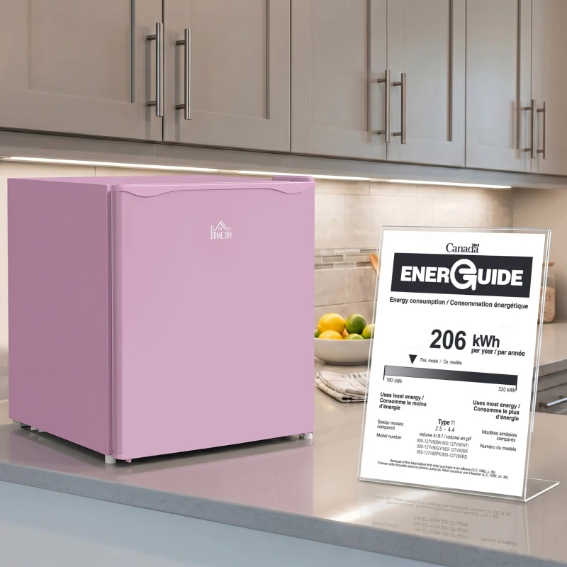 HOMCOM 1.1 Cu. Ft. Mini Freezer, Compact Upright Freezer with Reversible Door, Removable Shelf, Adjustable Temperature, Pink
