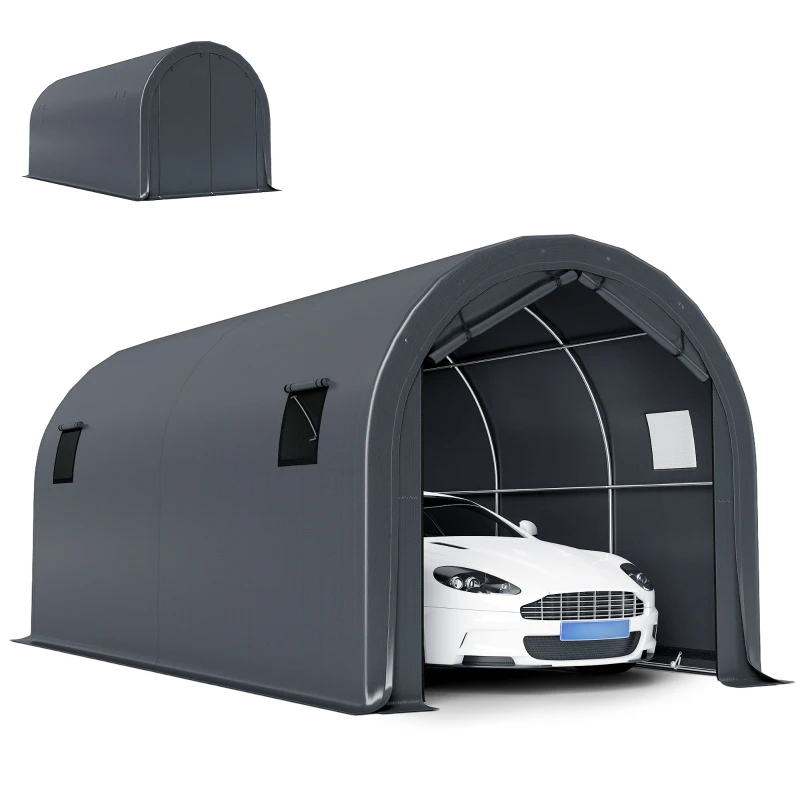 Outsunny 10' x 19' Heavy Duty Carport, Portable Garage Car Canopy Tent Shelter with Reinforced Galvanized Frame, Dark Grey