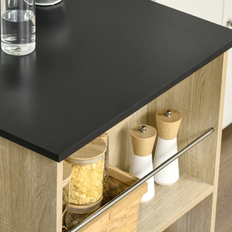HOMCOM Bar Table Counter Height Dining Table with 3 Storage Shelves for Kitchen, Dining Room, Living Room, Natural