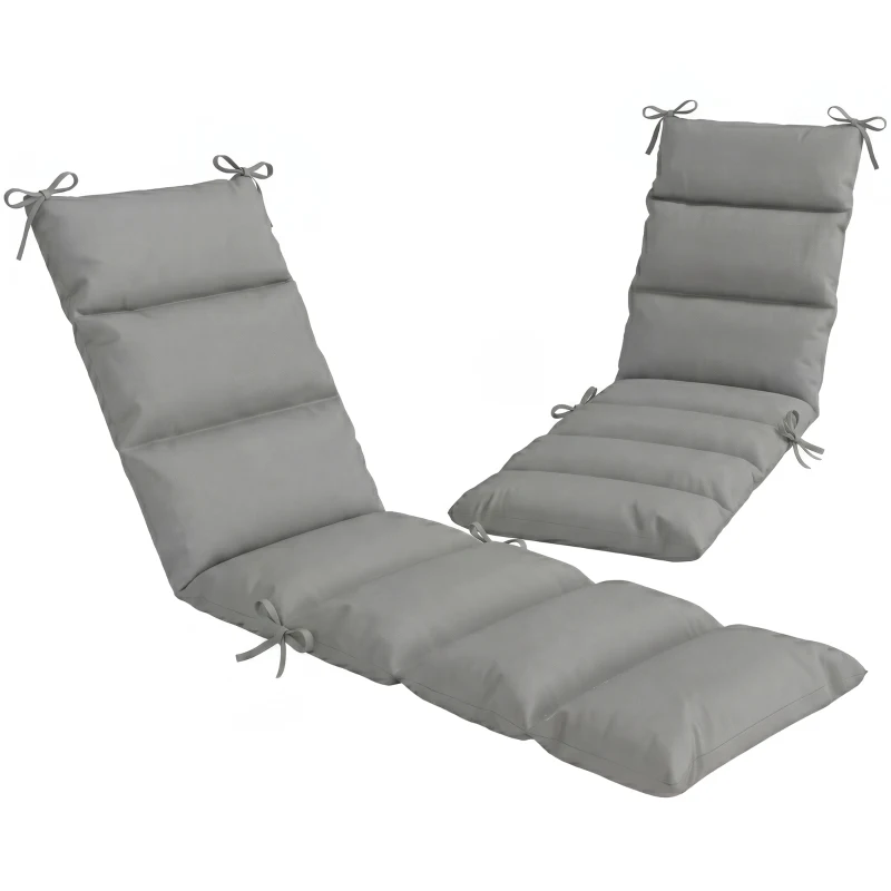 Outsunny Outdoor Lounge Chair Cushion with Zipper Reversible Chaise Lounge Cushion for Patio Indoor/Outdoor Dark Grey