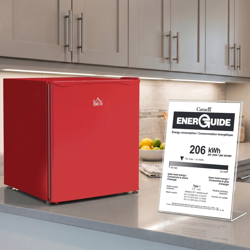 HOMCOM 1.1 Cu. Ft. Mini Freezer, Compact Upright Freezer with Reversible Door, Removable Shelf, Adjustable Temperature, Red