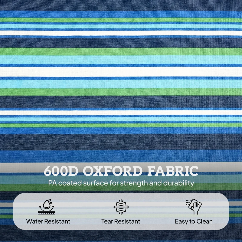 Outsunny Tanning Chair Set of 2 with Face Hole and Side Table, 5-Position Folding Outdoor Chaise Lounge Chair, Blue Stripe