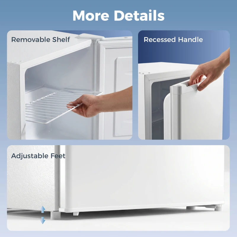 HOMCOM 1.1 Cu. Ft. Mini Freezer, Compact Upright Freezer with Reversible Door, Removable Shelf, Adjustable Temperature, White