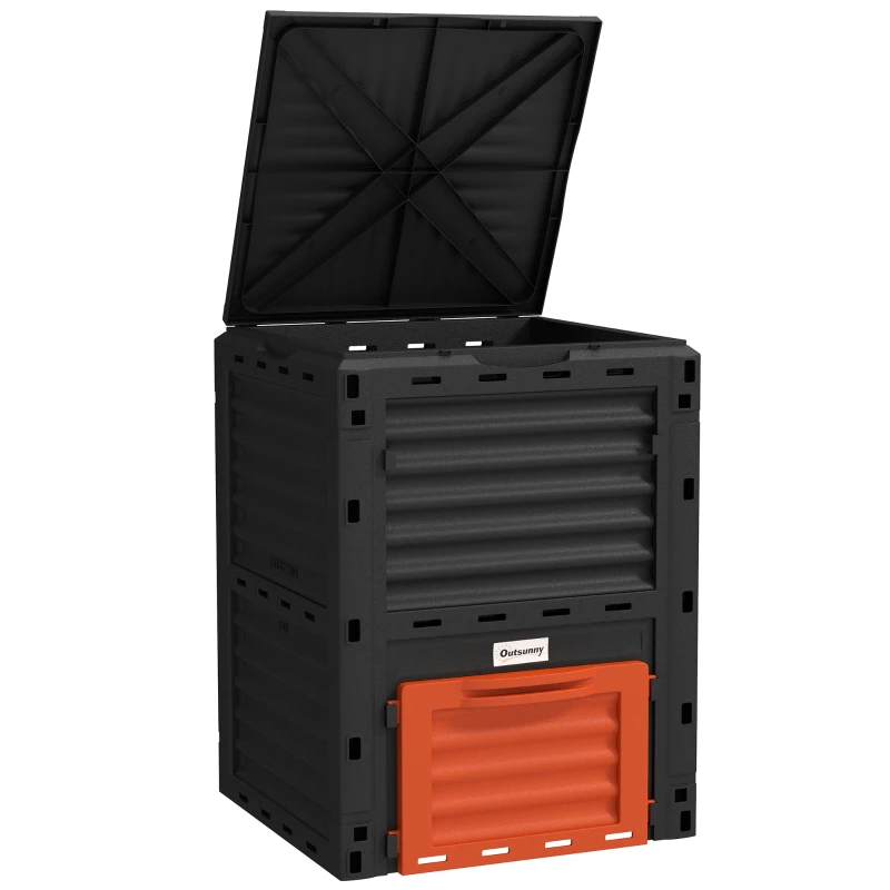 Outsunny Garden Compost Bin 80 Gallon Outdoor Large Capacity Composter Fast Create Fertile Soil Aerating Box, Orange