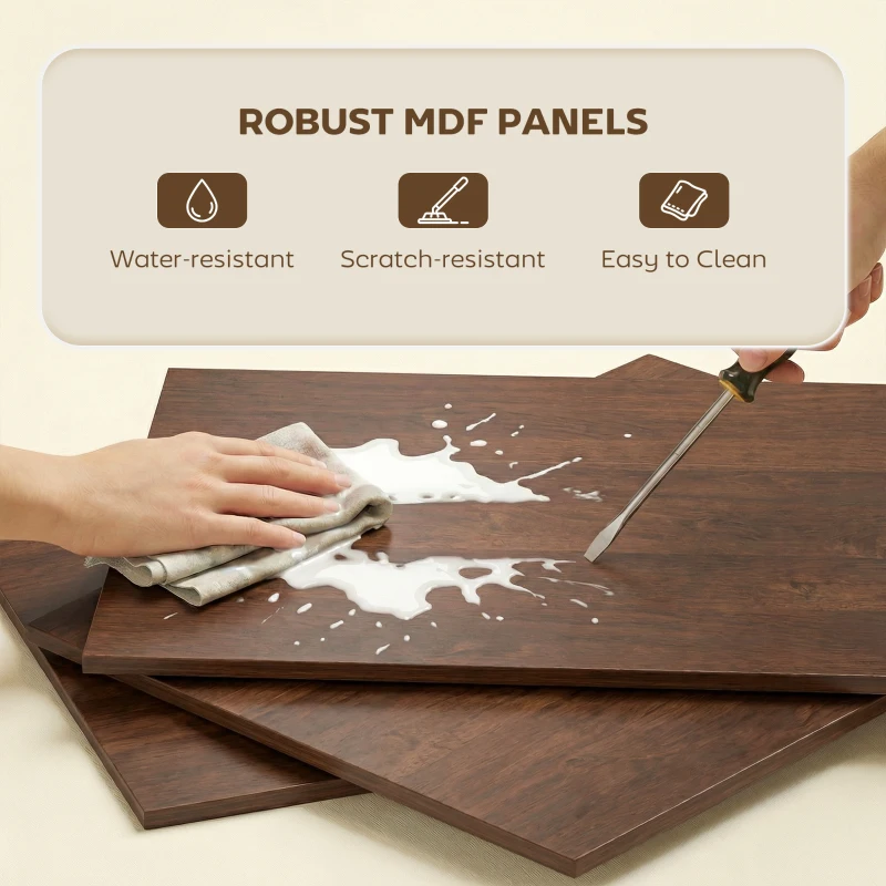 HOMCOM 5-Tier Bookshelf, S Shaped Geometric Bookcase with 15 Compartments, Brown Wood Grain