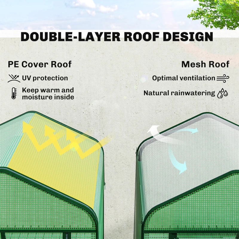 Outsunny Mini Greenhouse with Screen Roof, Portable Small Greenhouse with Roll-Up Zipper Door, 27.6" x 19.7" x 50", Green